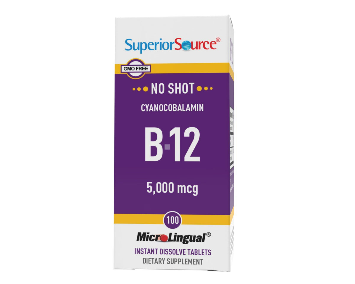 Superior Source No Shot B12 5000mcg (as Cyanocobalamin) 100 Sublingual Tablet