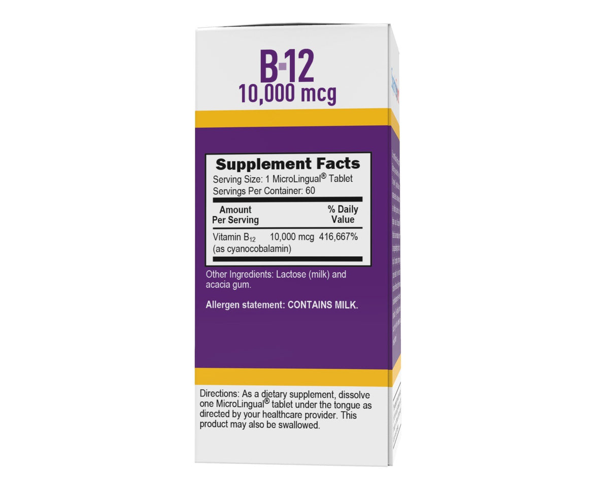 Superior Source NO SHOT B-12 10,000 mcg (as Cyanocobalamin) 60 Sublingual Tablet