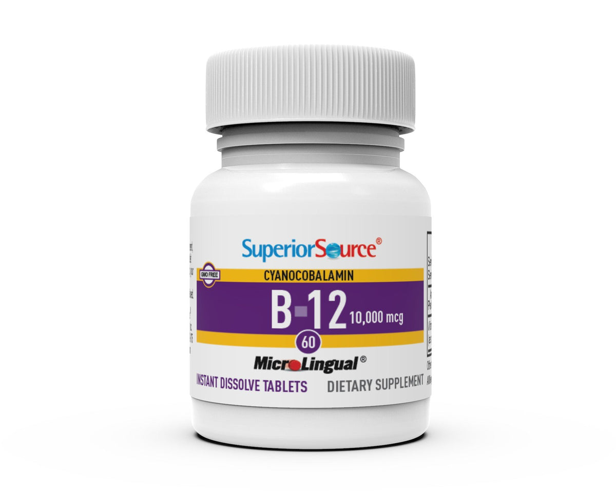 Superior Source NO SHOT B-12 10,000 mcg (as Cyanocobalamin) 60 Sublingual Tablet