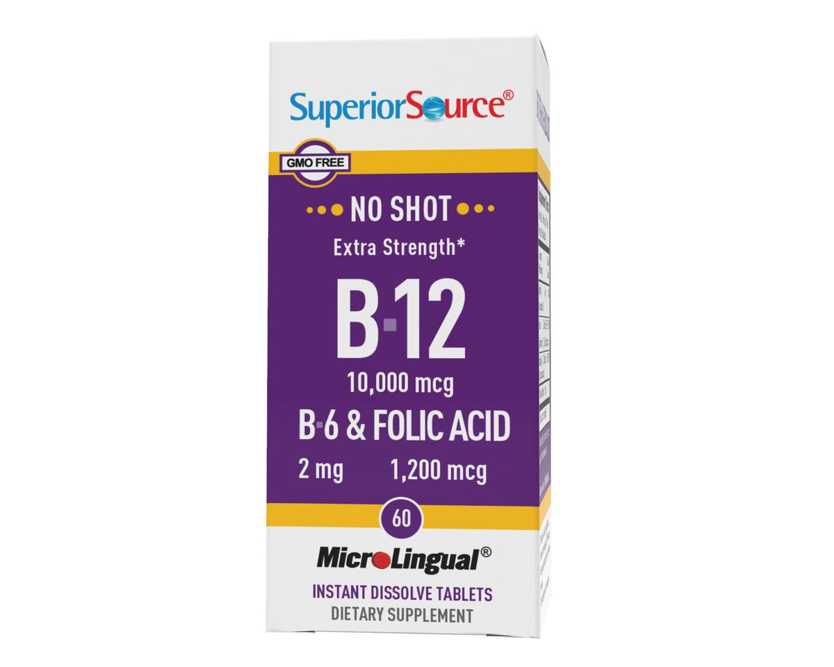 Superior Source No Shot B12 10,000 mcg / B-6 / Folic Acid 1200 mcg 60 Sublingual Tablet