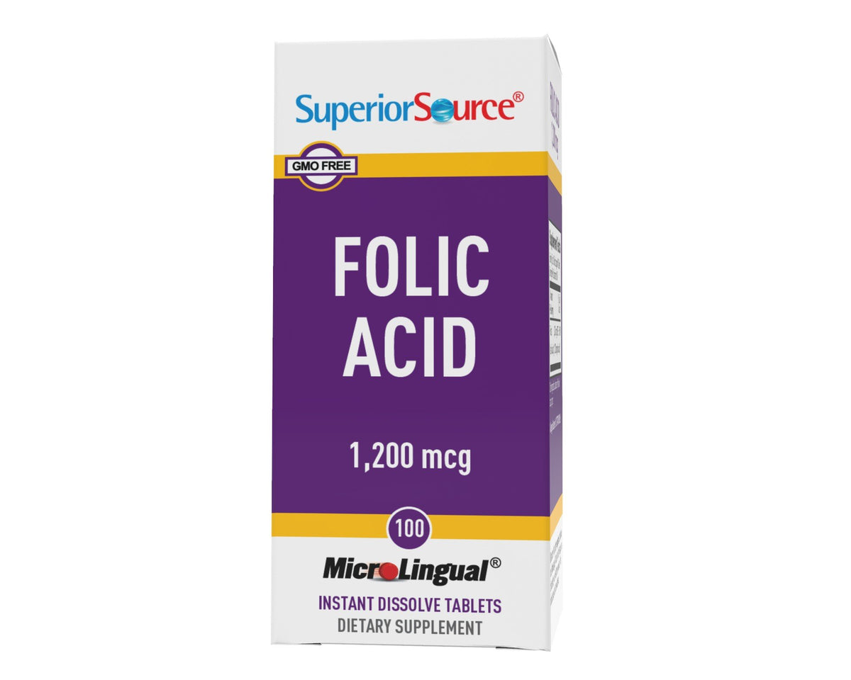 Superior Source Folic Acid 1200 mcg - Extra Strength 100 Sublingual Tablet