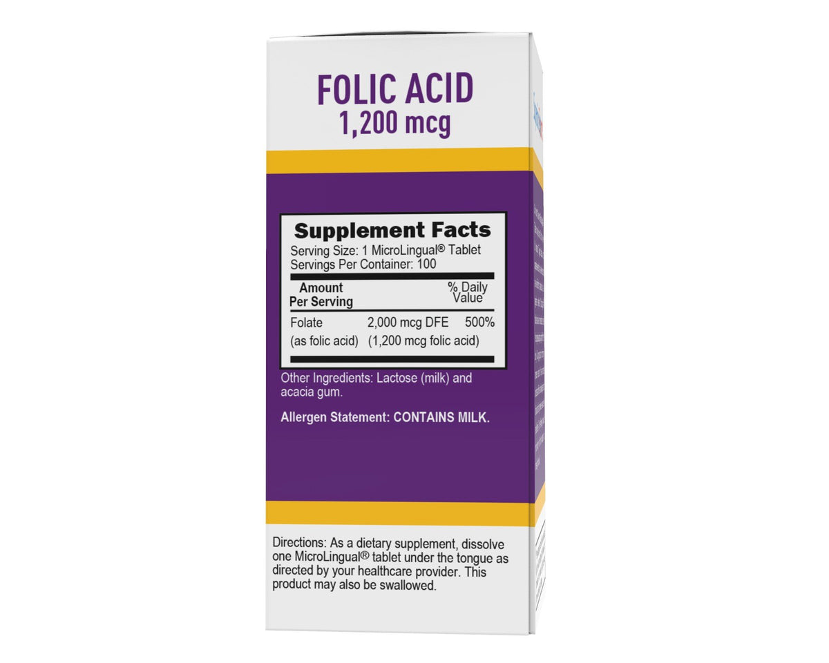 Superior Source Folic Acid 1200 mcg - Extra Strength 100 Sublingual Tablet