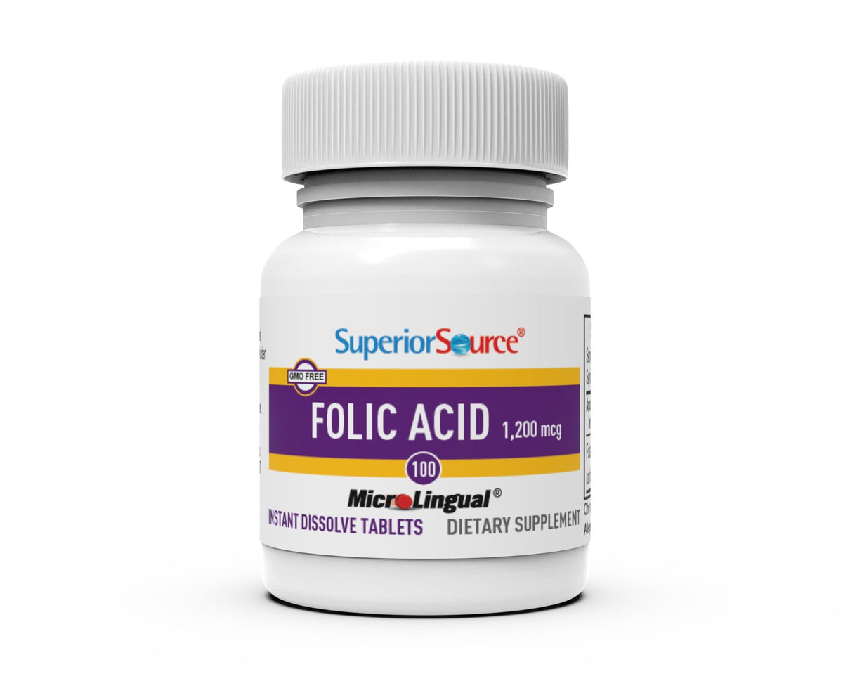 Superior Source Folic Acid 1200 mcg - Extra Strength 100 Sublingual Tablet