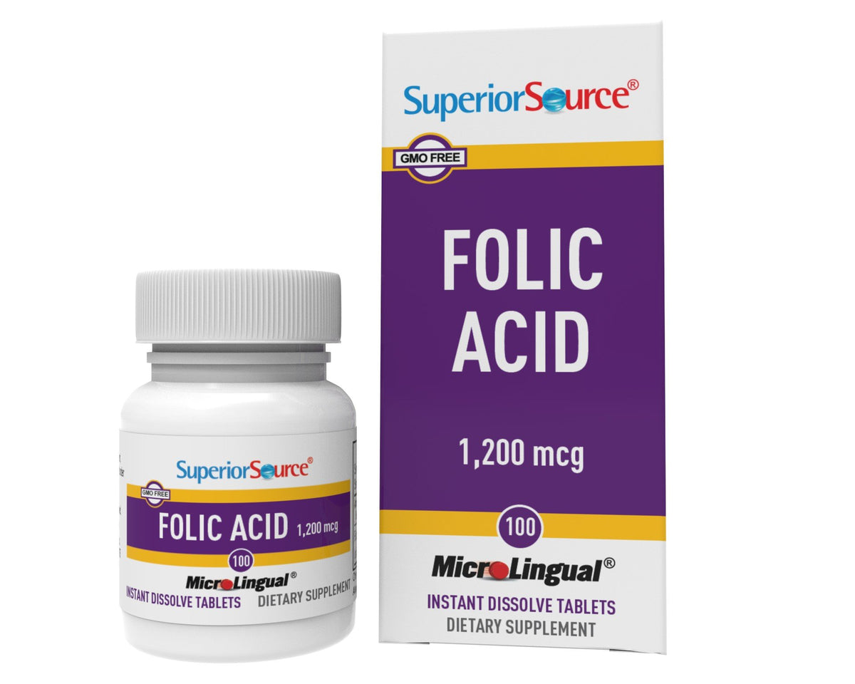 Superior Source Folic Acid 1200 mcg - Extra Strength 100 Sublingual Tablet