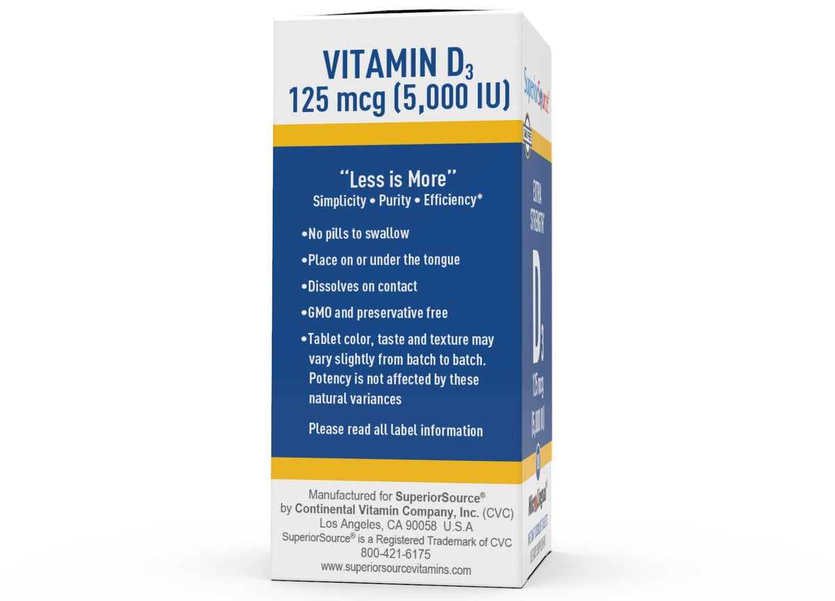 Superior Source Vitamin D 5,000 IU - Extra Strength 100 Sublingual Tablet