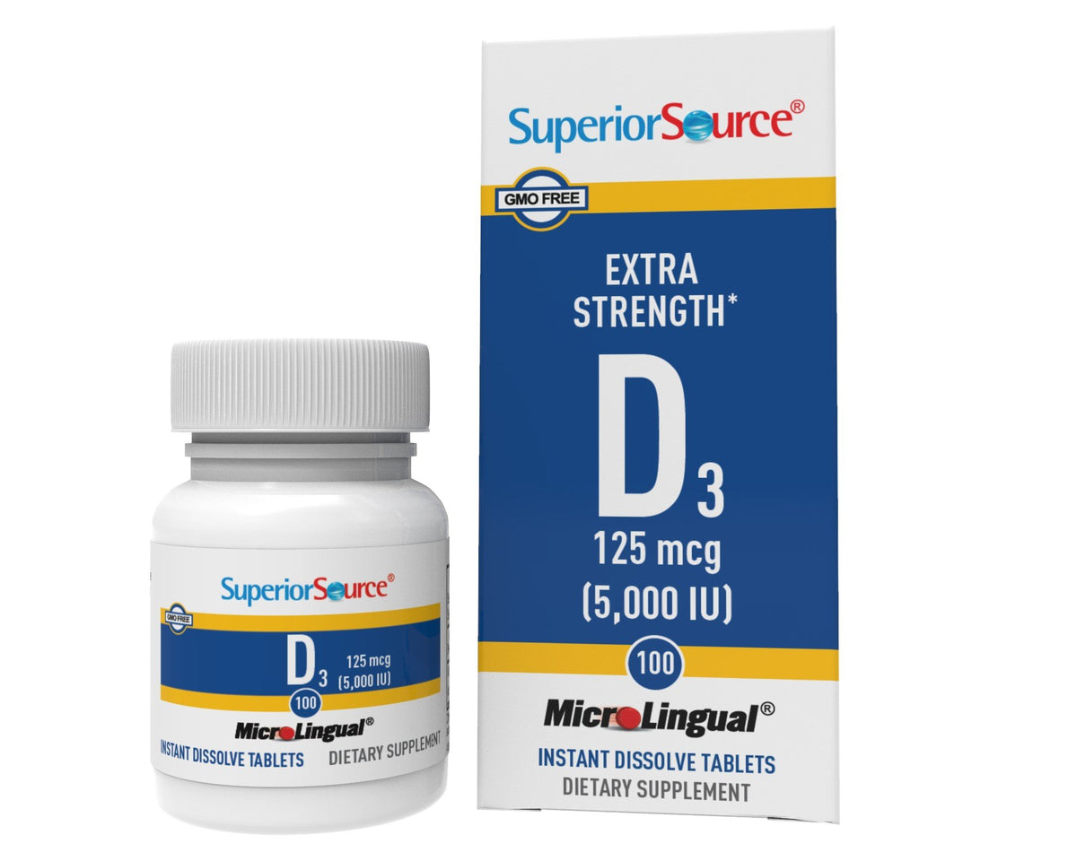 Superior Source Vitamin D 5,000 IU - Extra Strength 100 Sublingual Tablet