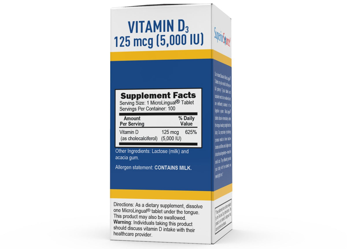 Superior Source Vitamin D 5,000 IU - Extra Strength 100 Sublingual Tablet