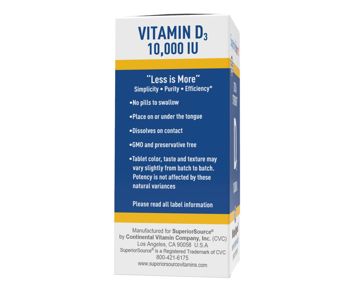 Superior Source Vitamin D 10,000 IU - Extra Strength 100 Sublingual Tablet