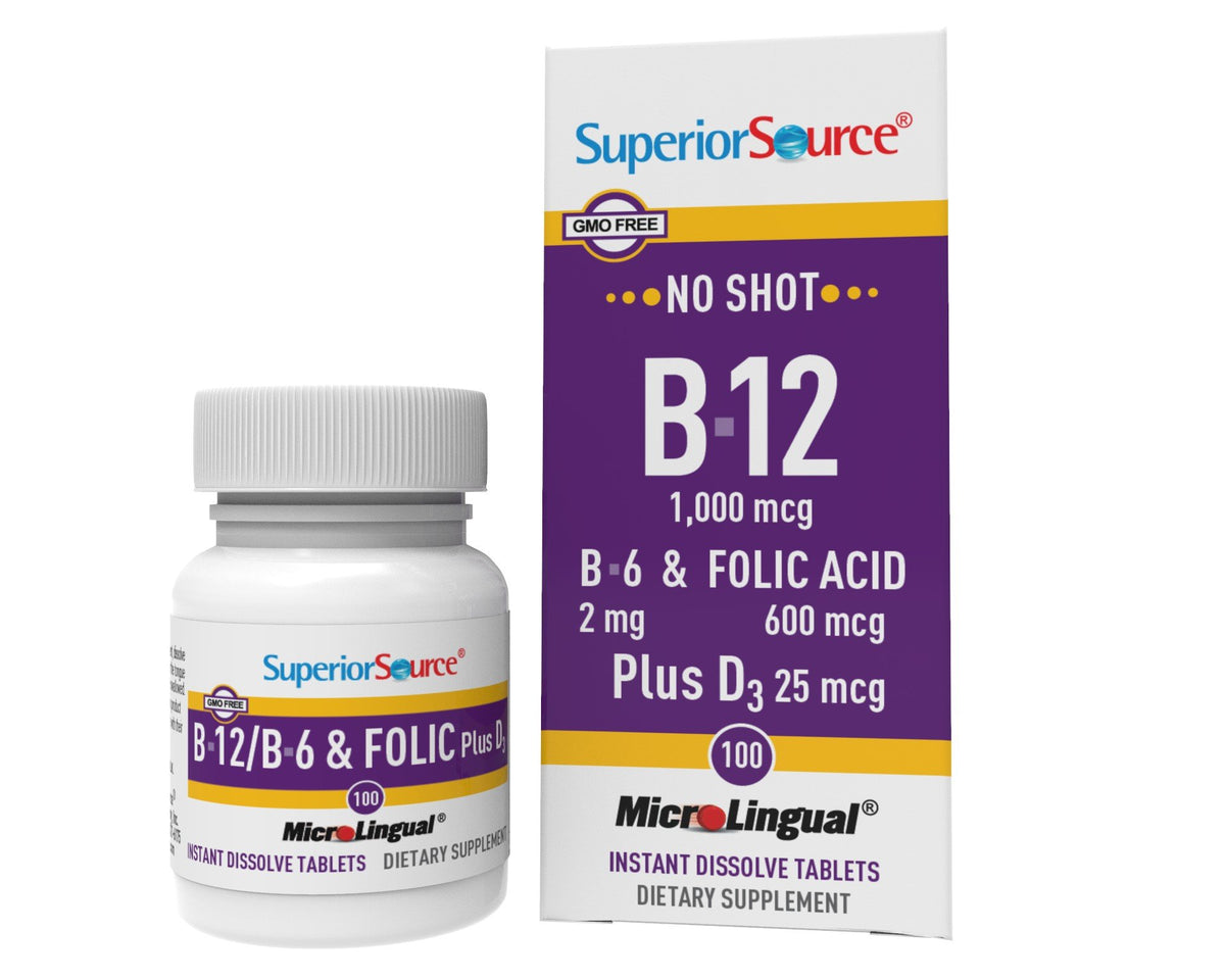 Superior Source B121000mcg/ B6/Folic Acid/withVitaminD1000IU 100 Sublingual Tablet