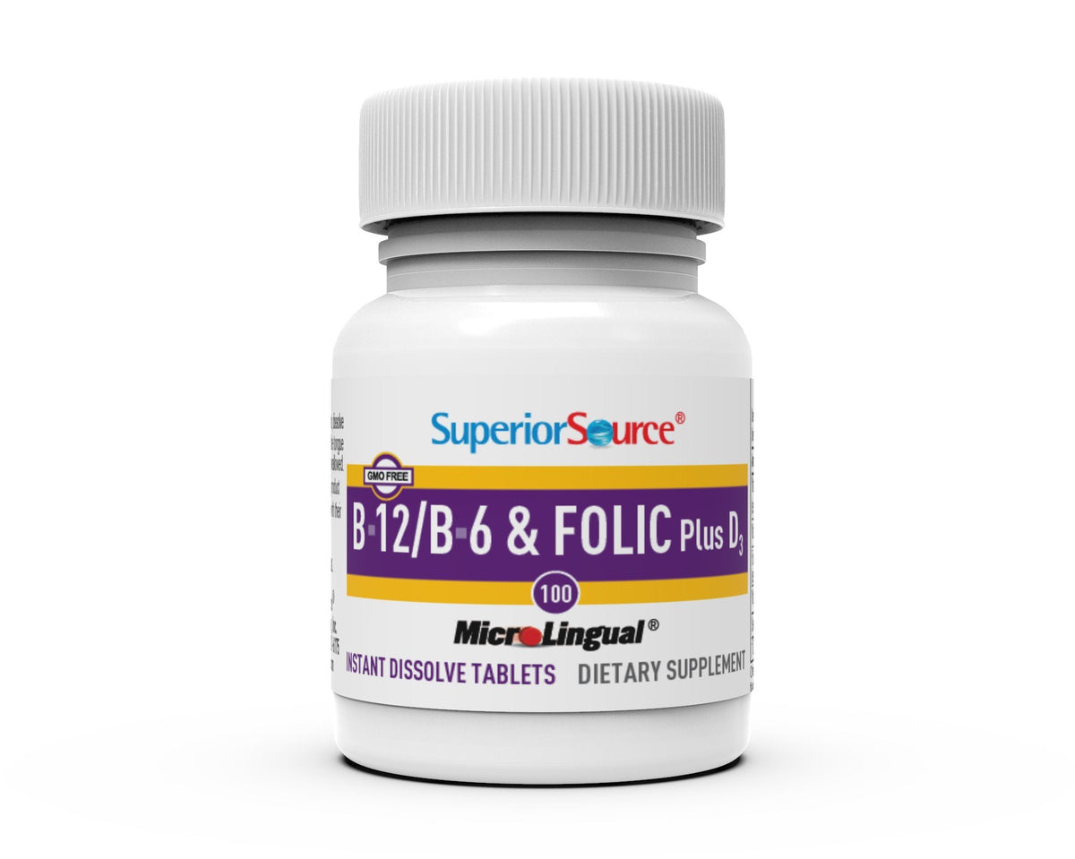 Superior Source B121000mcg/ B6/Folic Acid/withVitaminD1000IU 100 Sublingual Tablet