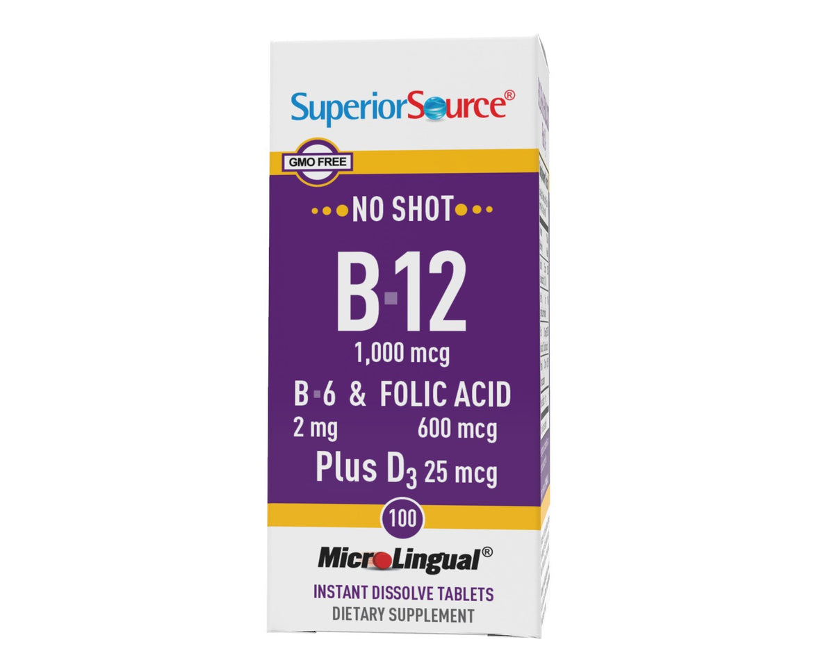 Superior Source B121000mcg/ B6/Folic Acid/withVitaminD1000IU 100 Sublingual Tablet