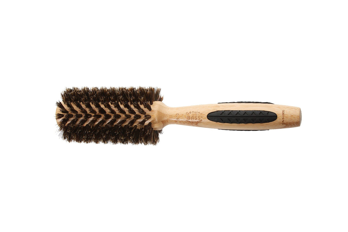 Bass Brushes Medium Round  Hairbrush 100% Natural Boar Bristles Medium to Long Hair Styles Light Wood Handle 1 Brush