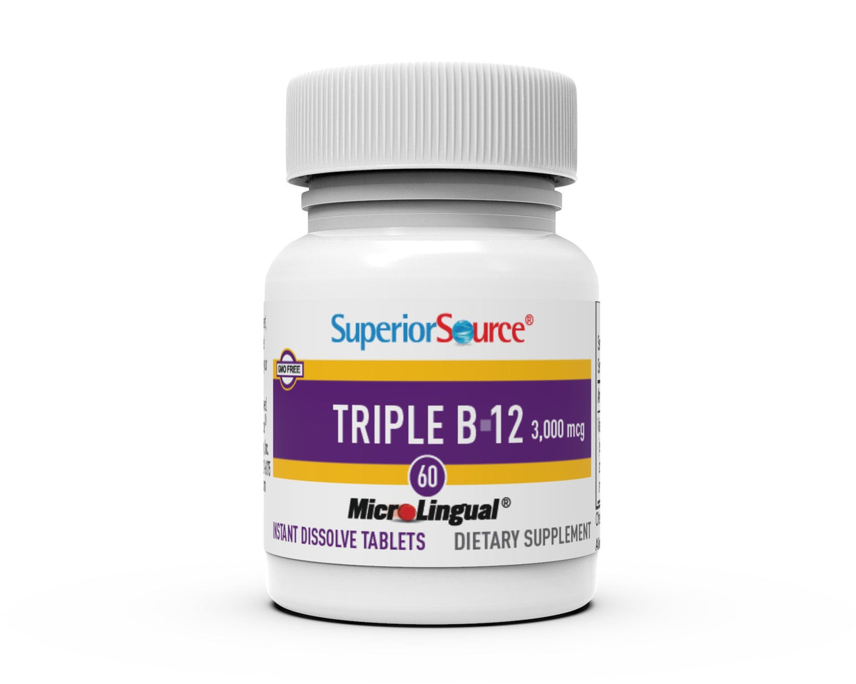 Superior Source No Shot Triple B12 3,000mcg 60 Sublingual Tablet