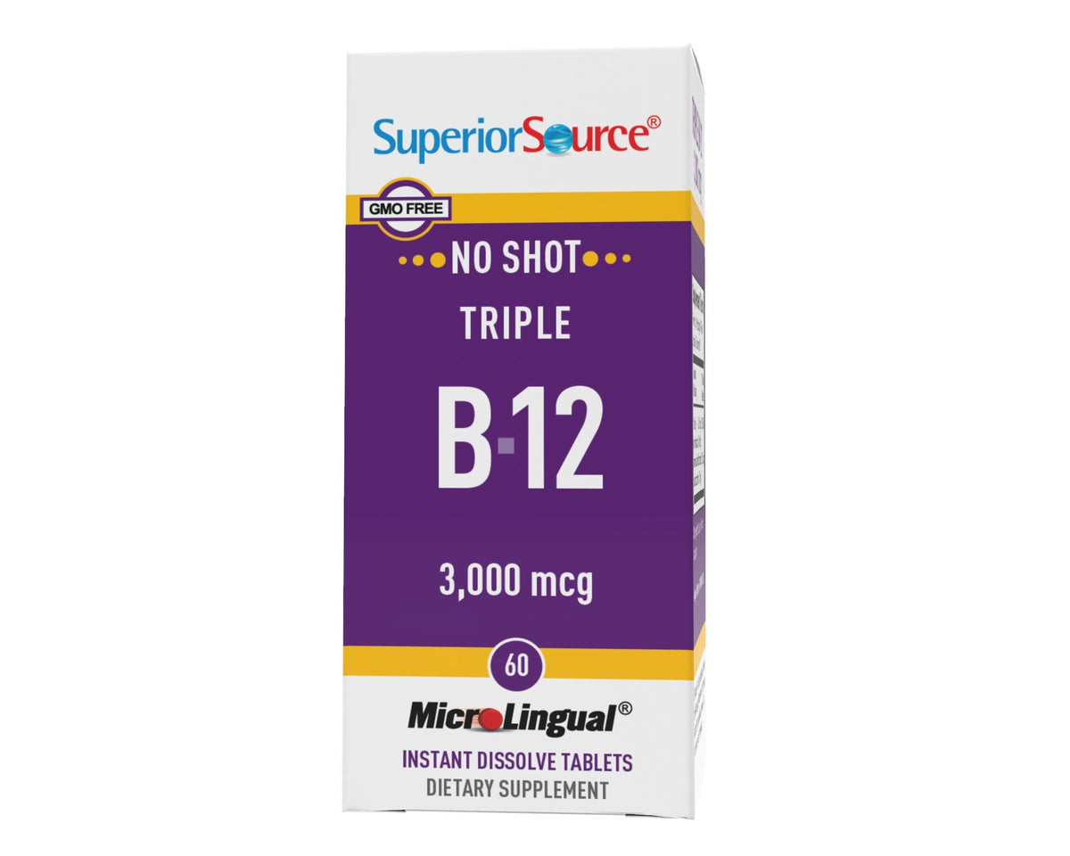 Superior Source No Shot Triple B12 3,000mcg 60 Sublingual Tablet