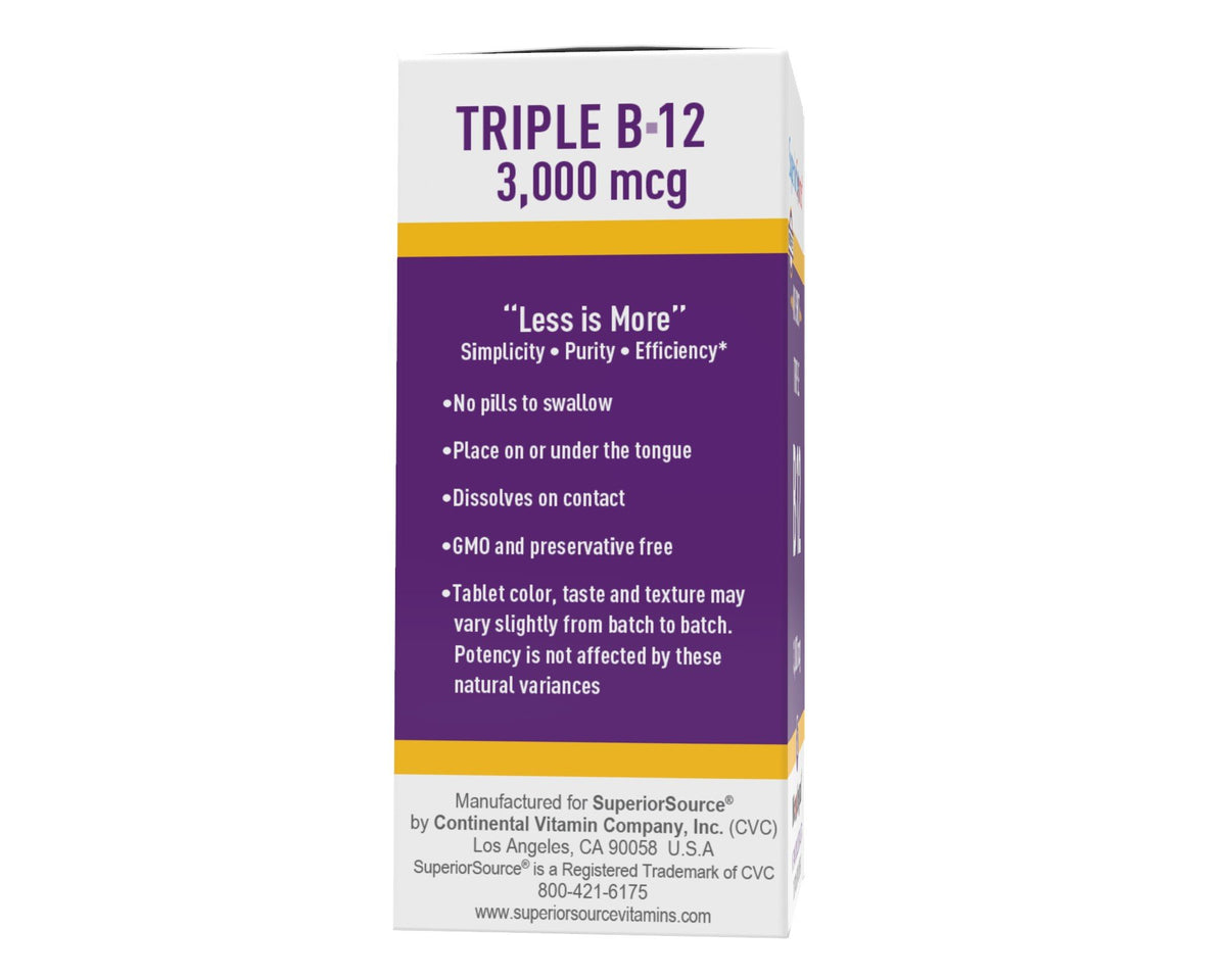 Superior Source No Shot Triple B12 3,000mcg 60 Sublingual Tablet