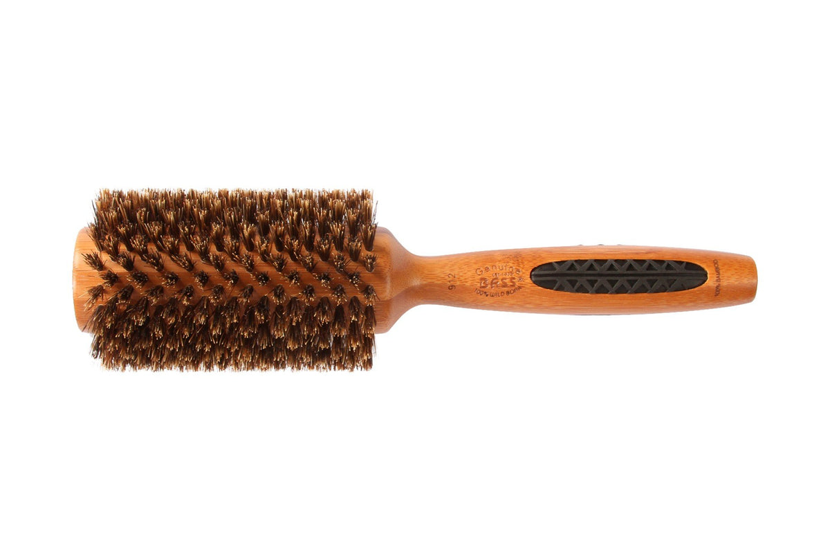 Bass Brushes Brush - Large Round 100% Wild Boar Bristles Long Hair Styles Light Wood 1 Brush