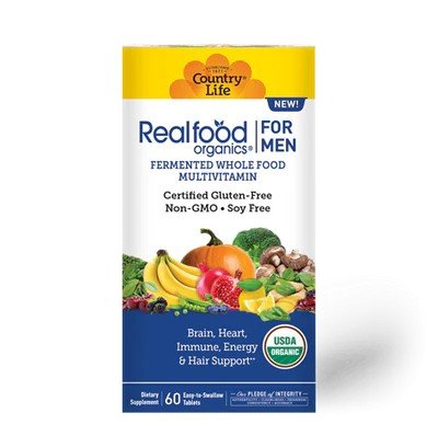 Country Life Men&#39;s Real Food Organic Multivitamin 60 Chewable