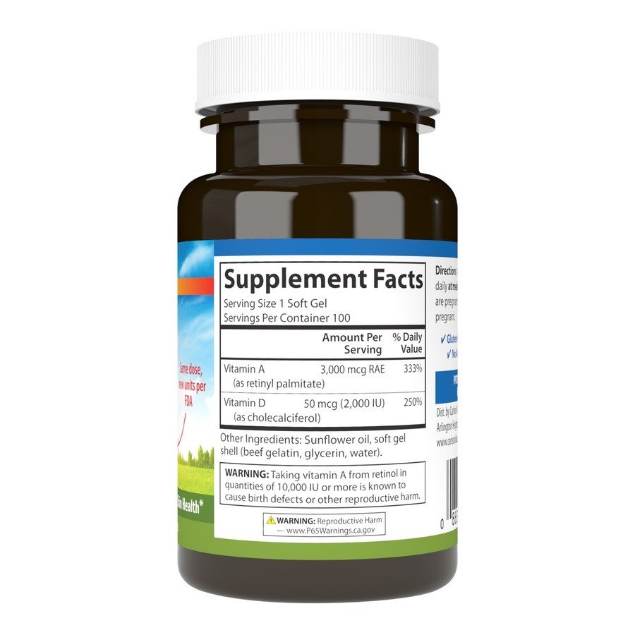 Carlson Laboratories Vitamins A & D 10,000 IU  2,000 IU 100 Softgel