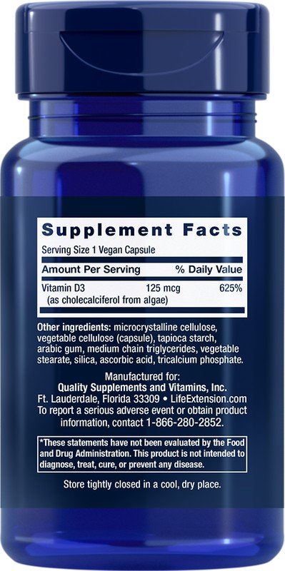 Life Extension Vegan Vitamin D3 60 VegCap
