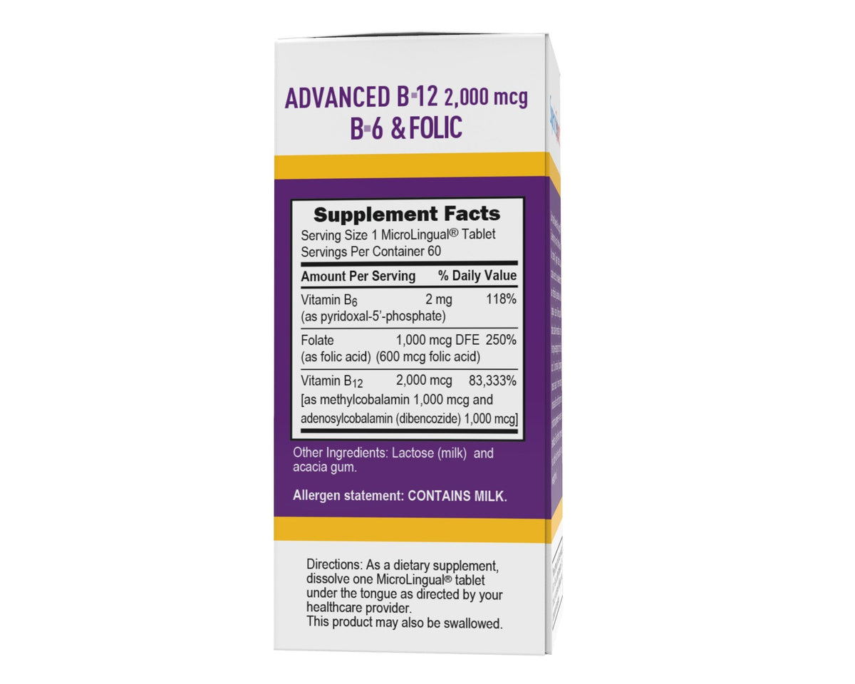 Superior Source NO SHOT Advanced B-12 2,000 mcg / B-6 / Folic Acid 600 mcg 60 Sublingual Tablet