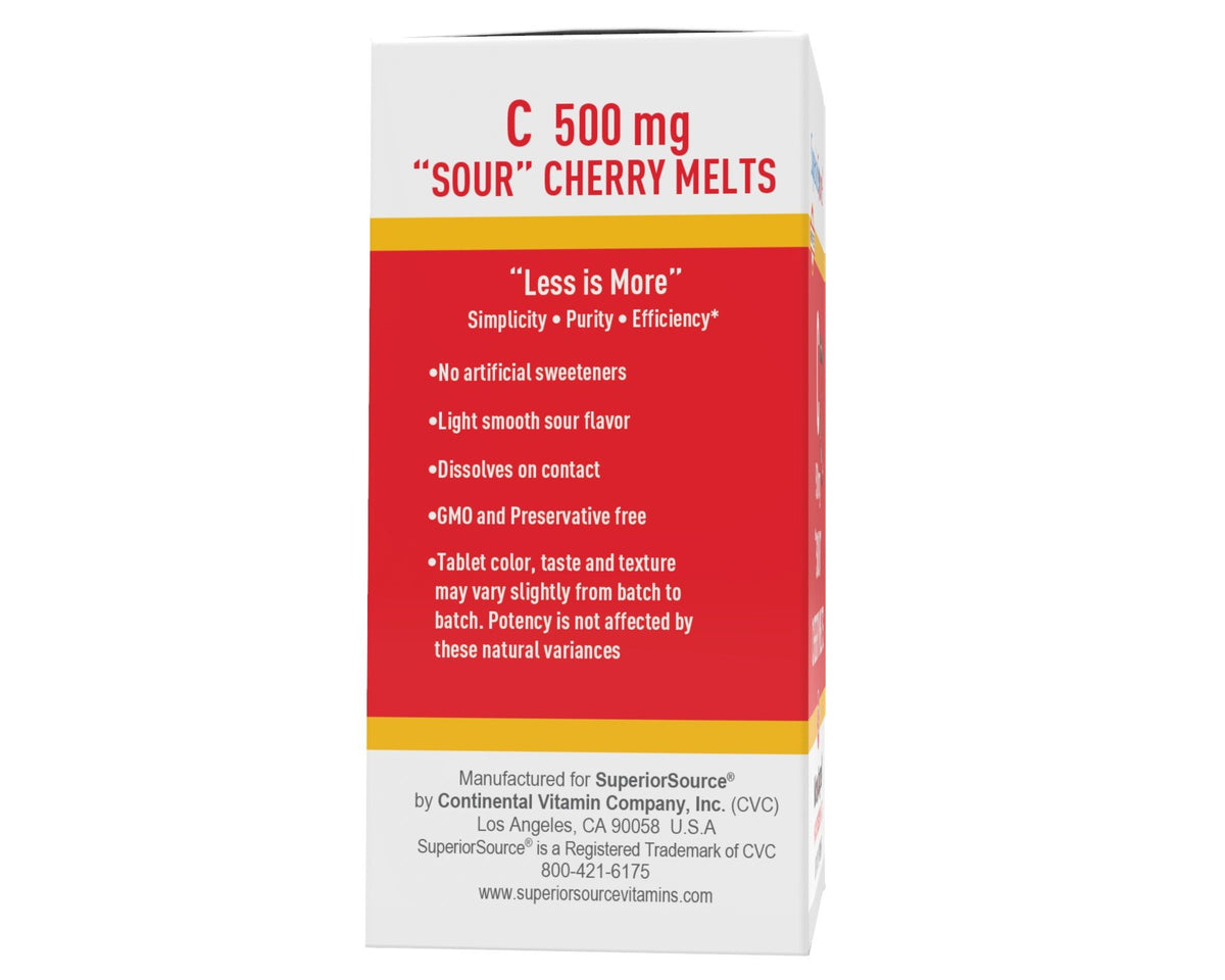 Superior Source Vitamin C 500 mg Sour Cherry Melts 90 Sublingual Tablet