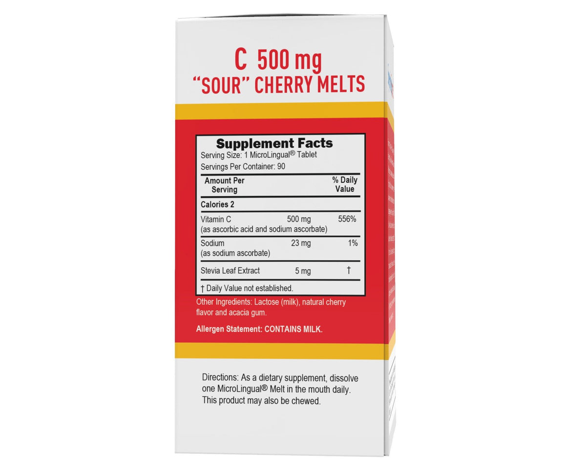 Superior Source Vitamin C 500 mg Sour Cherry Melts 90 Sublingual Tablet