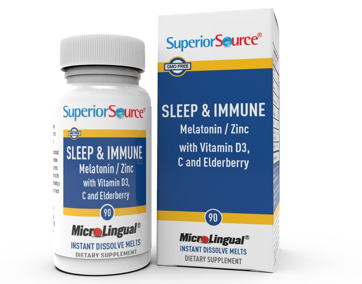 Superior Source Sleep &amp; Immune Melatonin/Zinc with Vitamin D3, C and Elderberry 90 Sublingual Tablet