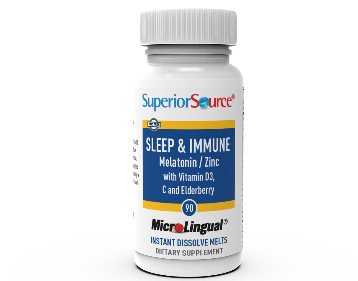 Superior Source Sleep &amp; Immune Melatonin/Zinc with Vitamin D3, C and Elderberry 90 Sublingual Tablet