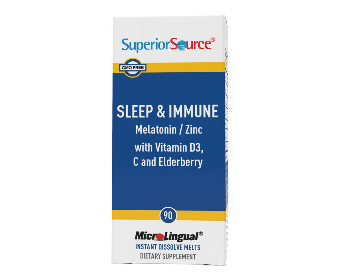 Superior Source Sleep & Immune Melatonin/Zinc with Vitamin D3, C and Elderberry 90 Sublingual Tablet