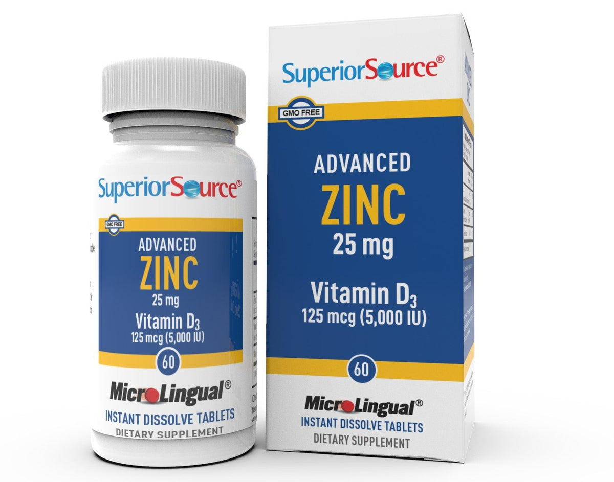 Superior Source Advance Zinc + D3 Zinc 25mg. D3 5,000IU 60 Sublingual Tablet