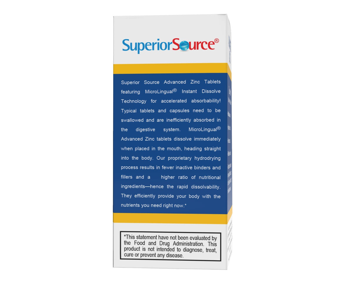 Superior Source Advance Zinc + D3 Zinc 25mg. D3 5,000IU 60 Sublingual Tablet