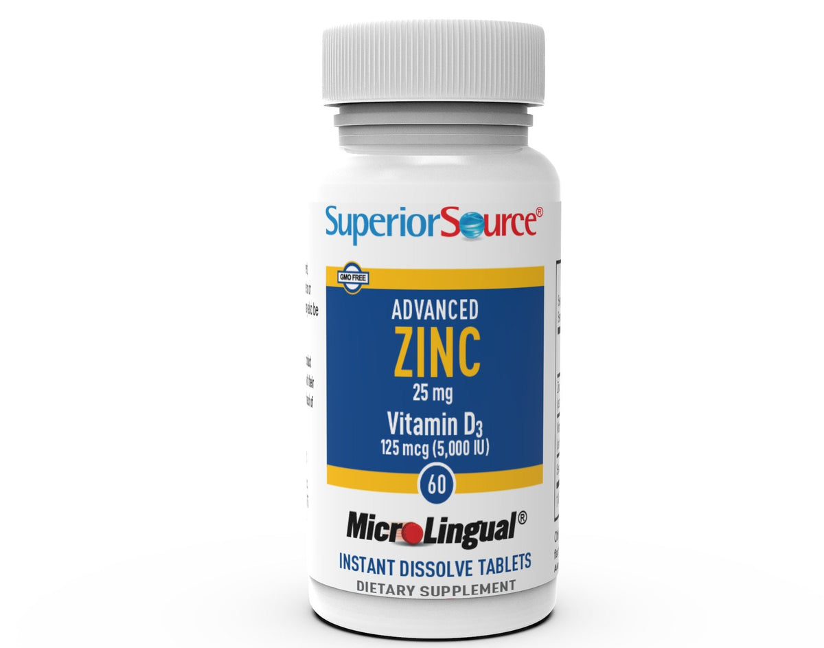 Superior Source Advance Zinc + D3 Zinc 25mg. D3 5,000IU 60 Sublingual Tablet