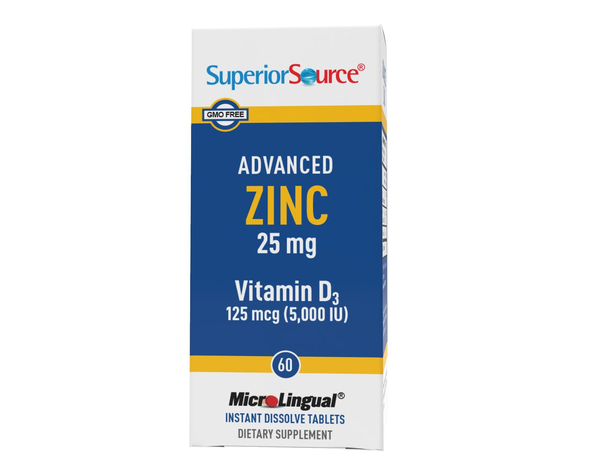 Superior Source Advance Zinc + D3 Zinc 25mg. D3 5,000IU 60 Sublingual Tablet