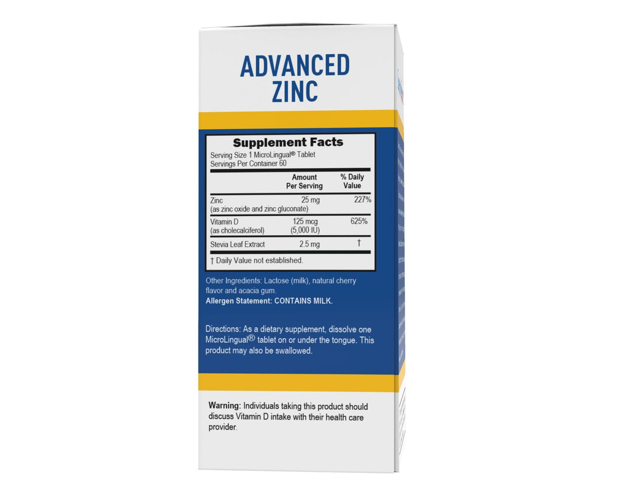 Superior Source Advance Zinc + D3 Zinc 25mg. D3 5,000IU 60 Sublingual Tablet