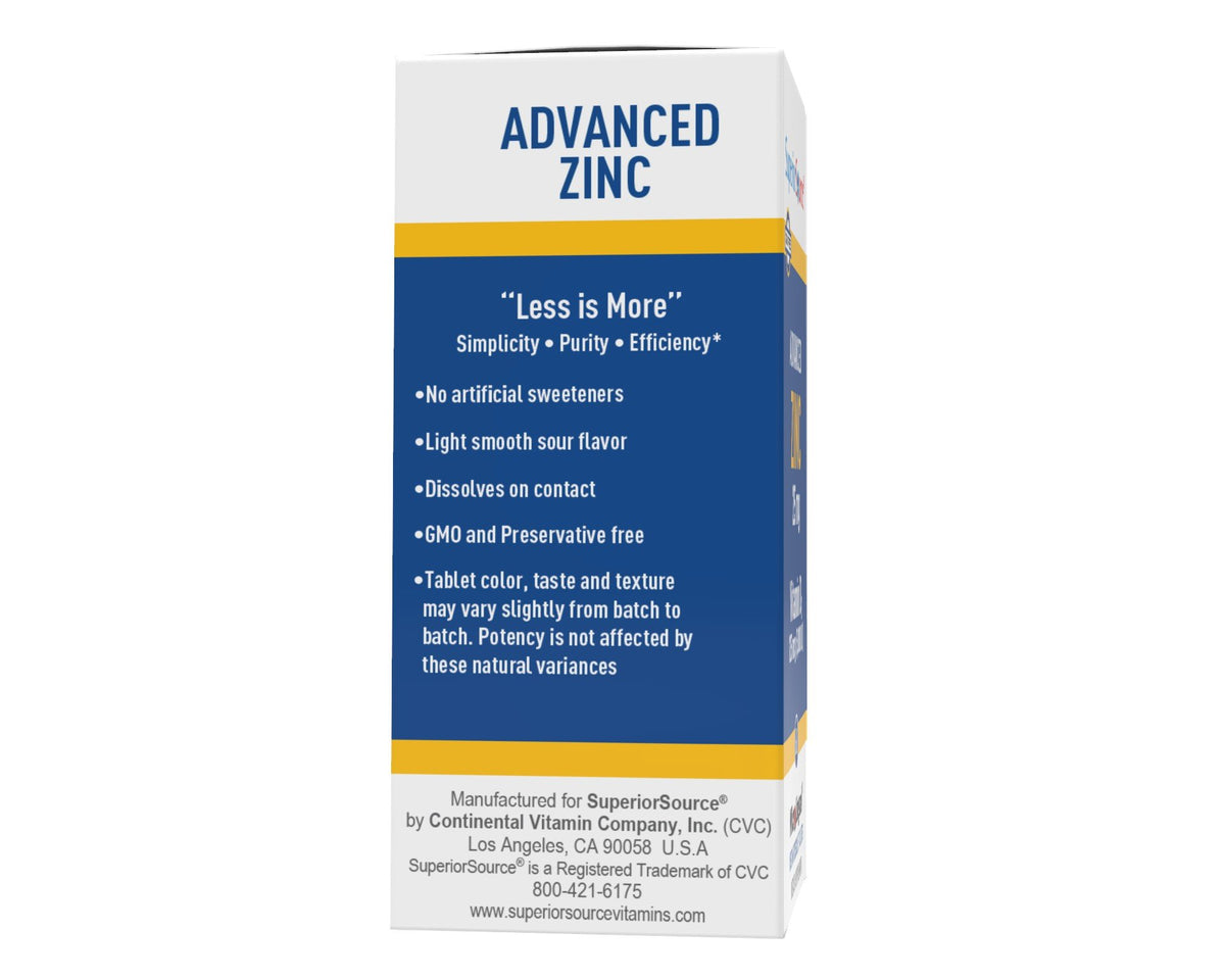 Superior Source Advance Zinc + D3 Zinc 25mg. D3 5,000IU 60 Sublingual Tablet