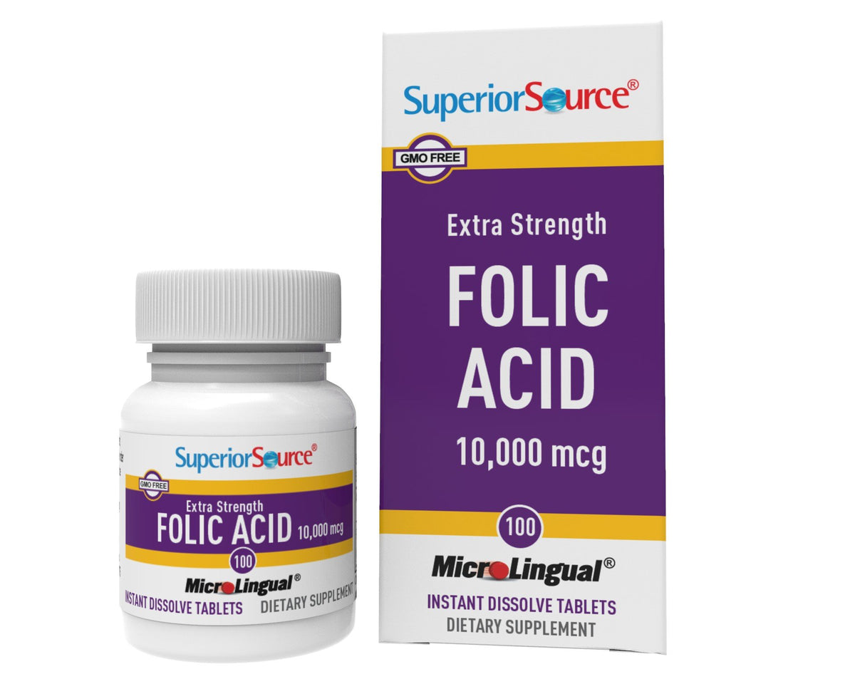 Superior Source Folic Acid 10,000 mcg 100 Sublingual Tablet