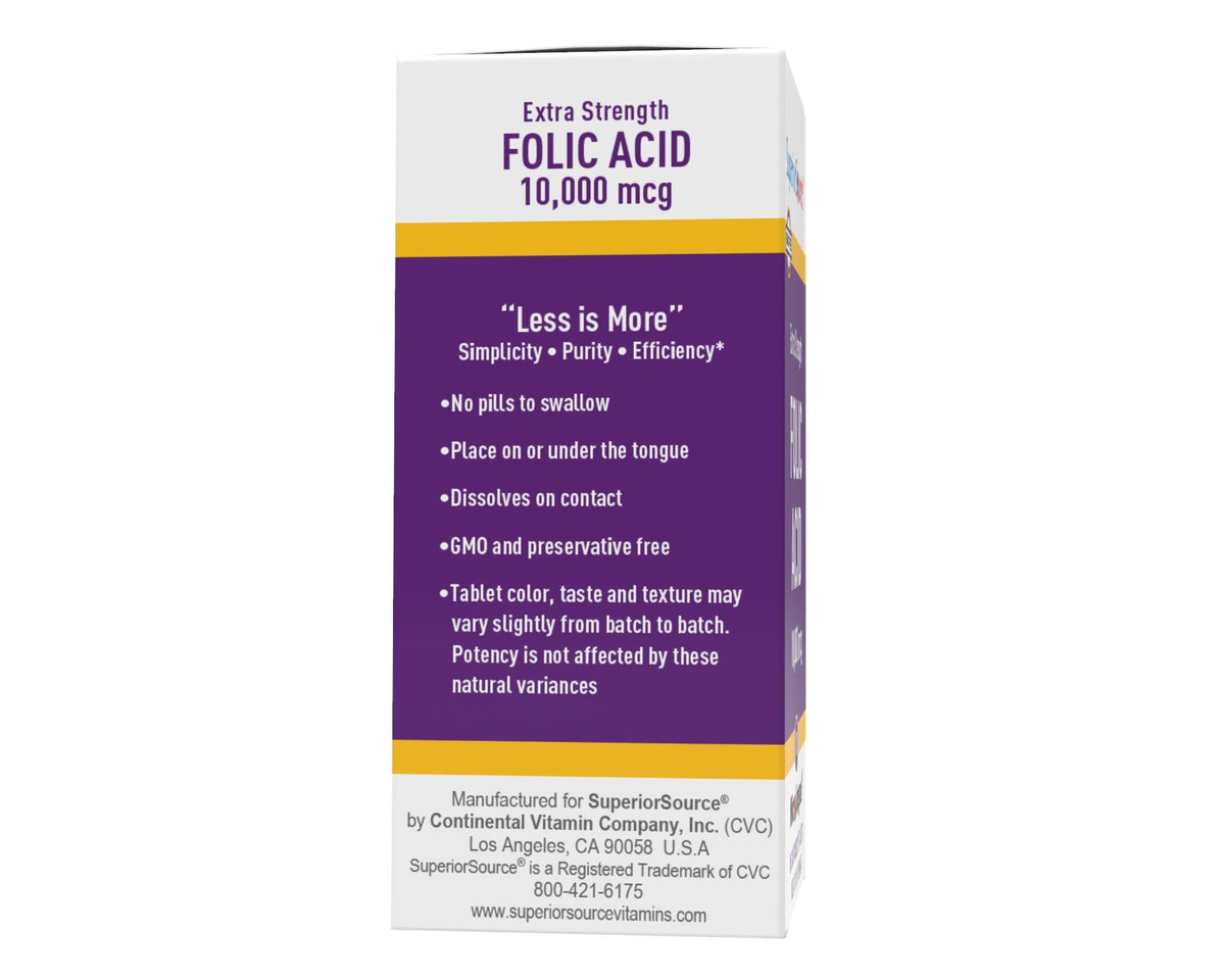 Superior Source Folic Acid 10,000 mcg 100 Sublingual Tablet