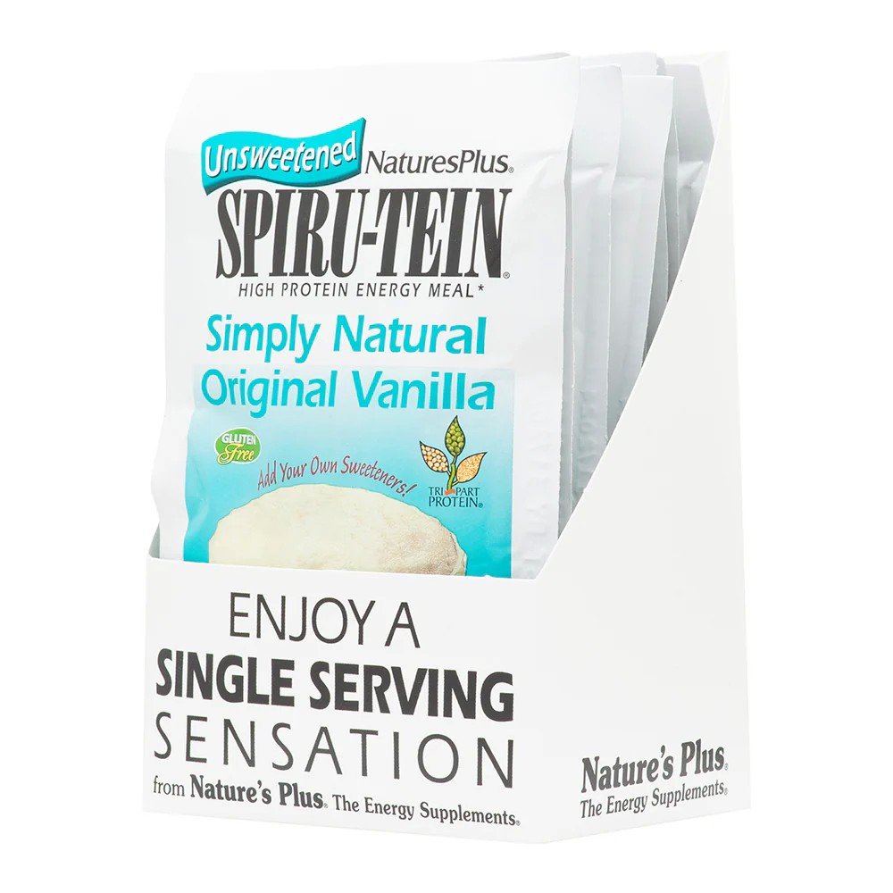 Nature&#39;s Plus Unsweetened Spirutein Simply Original Vanilla Box 8 Packet