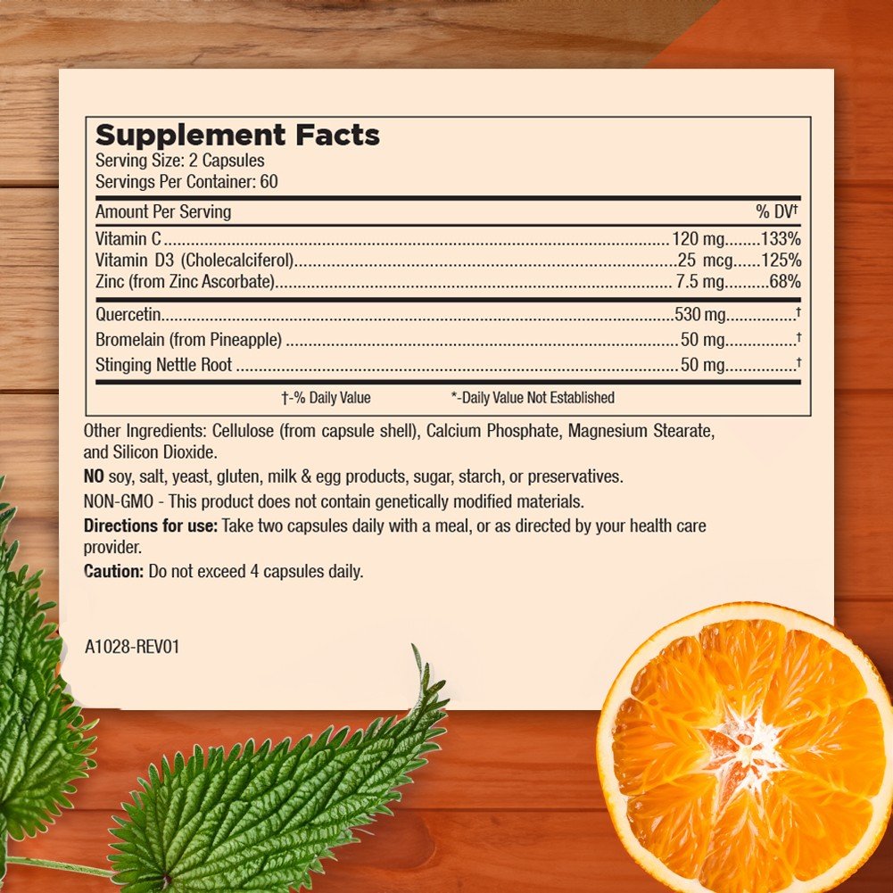 Mt. Angel Vitamins Quercetin Zinc 300 Vegetarian Capsules