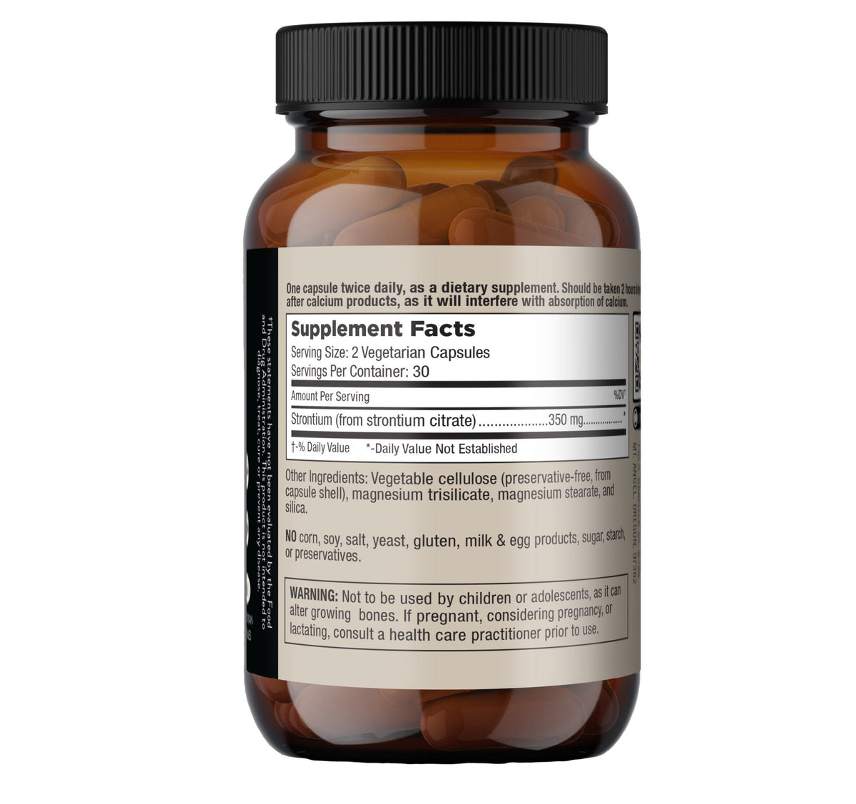 Mt. Angel Vitamins Bone Power Strontium 60 Vegetarian Capsules