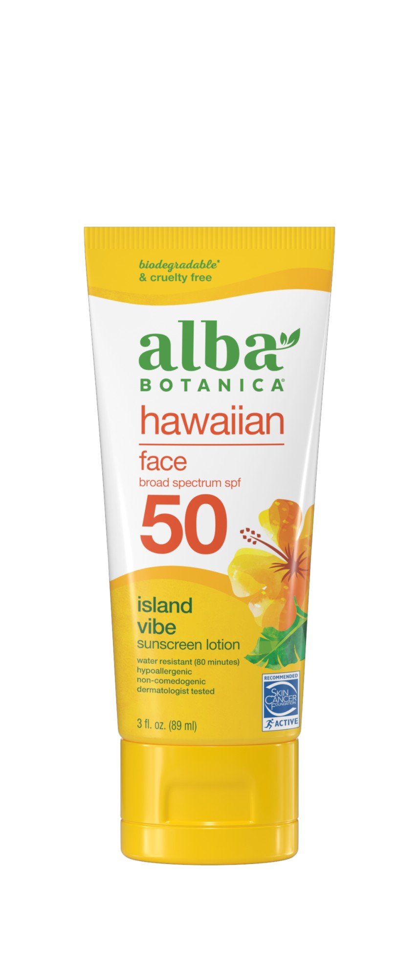Alba Botanica SPF 50 Hawaiian Island Vibe Sunscreen Face Lotion 3 oz Tube