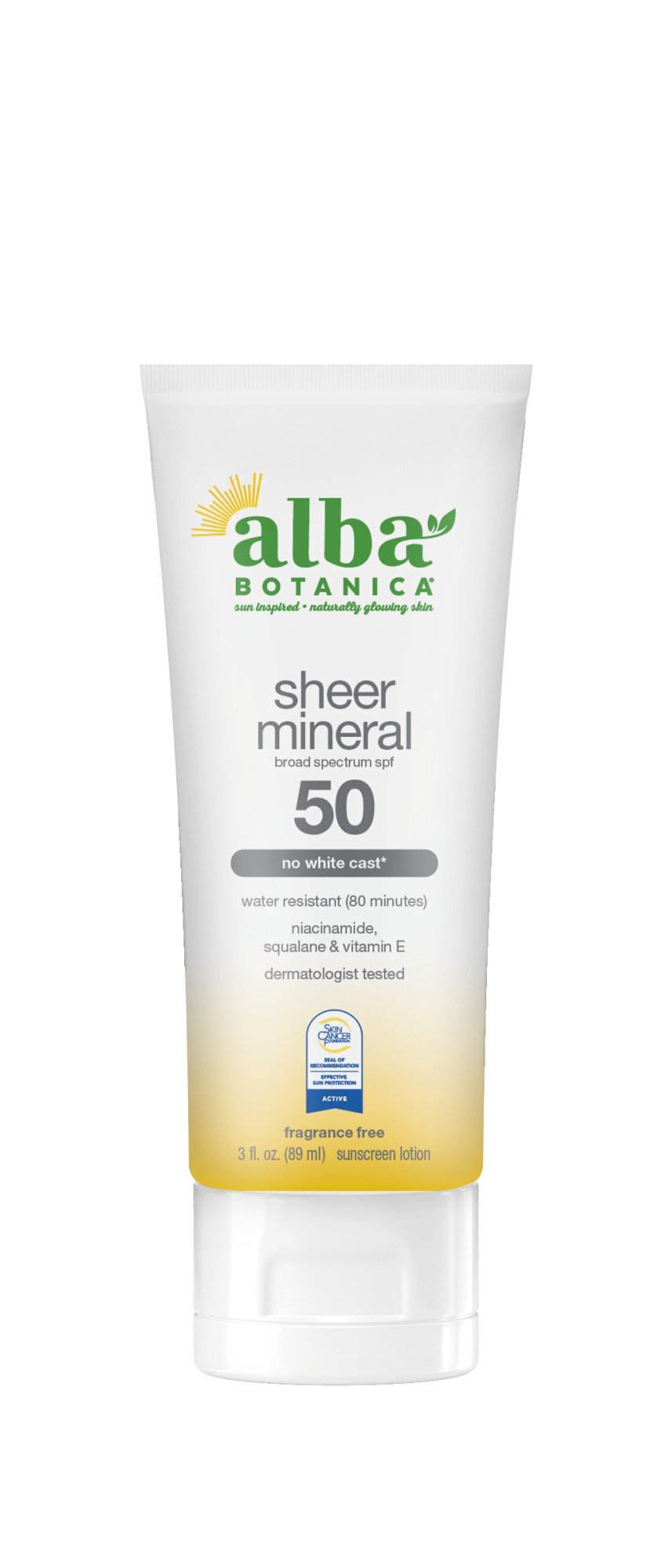 Alba Botanica Sheer Mineral Fragrance Free Sunscreen - SPF 50 3 fl. oz. Lotion