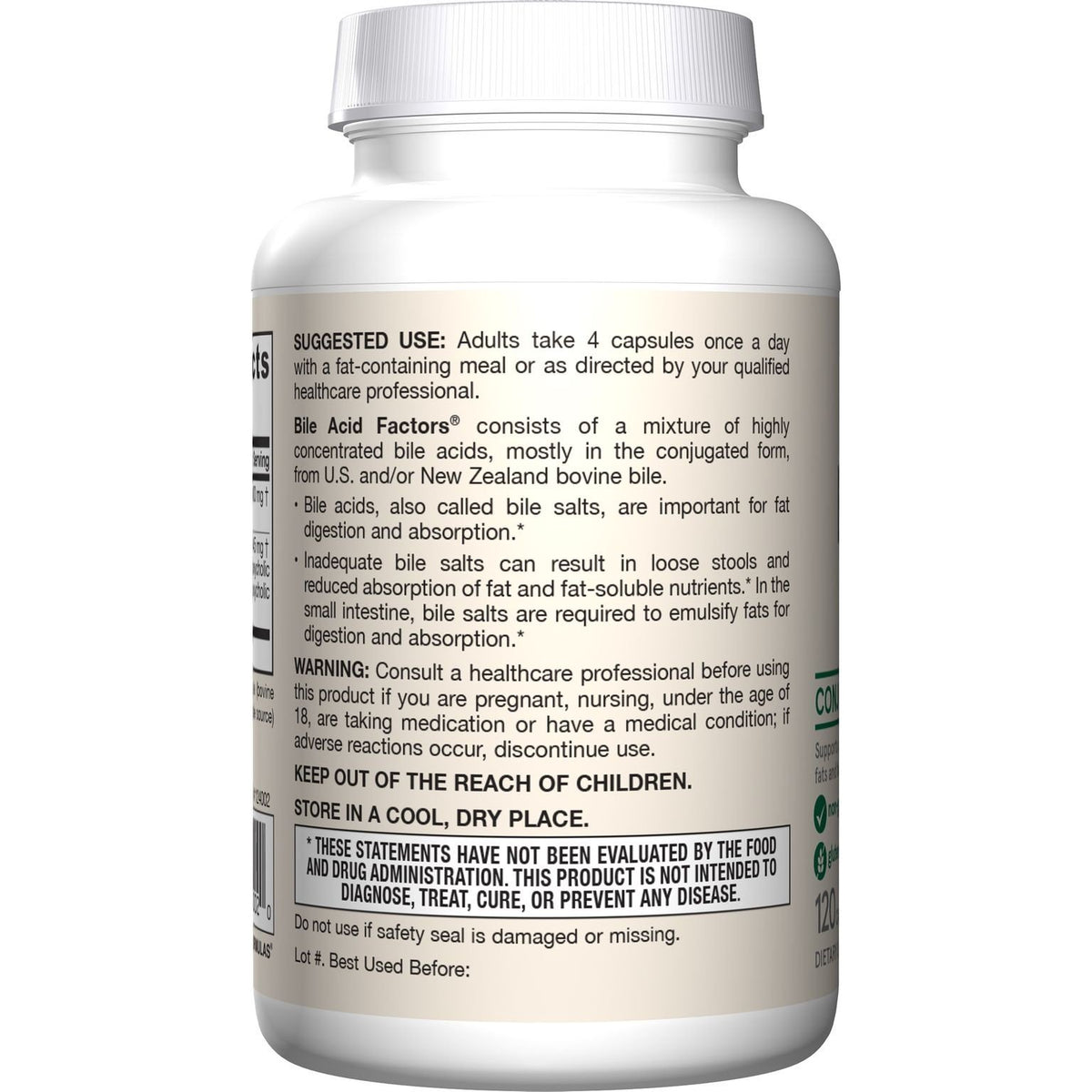 Jarrow Formulas Bile Acid Factors 90 Capsule