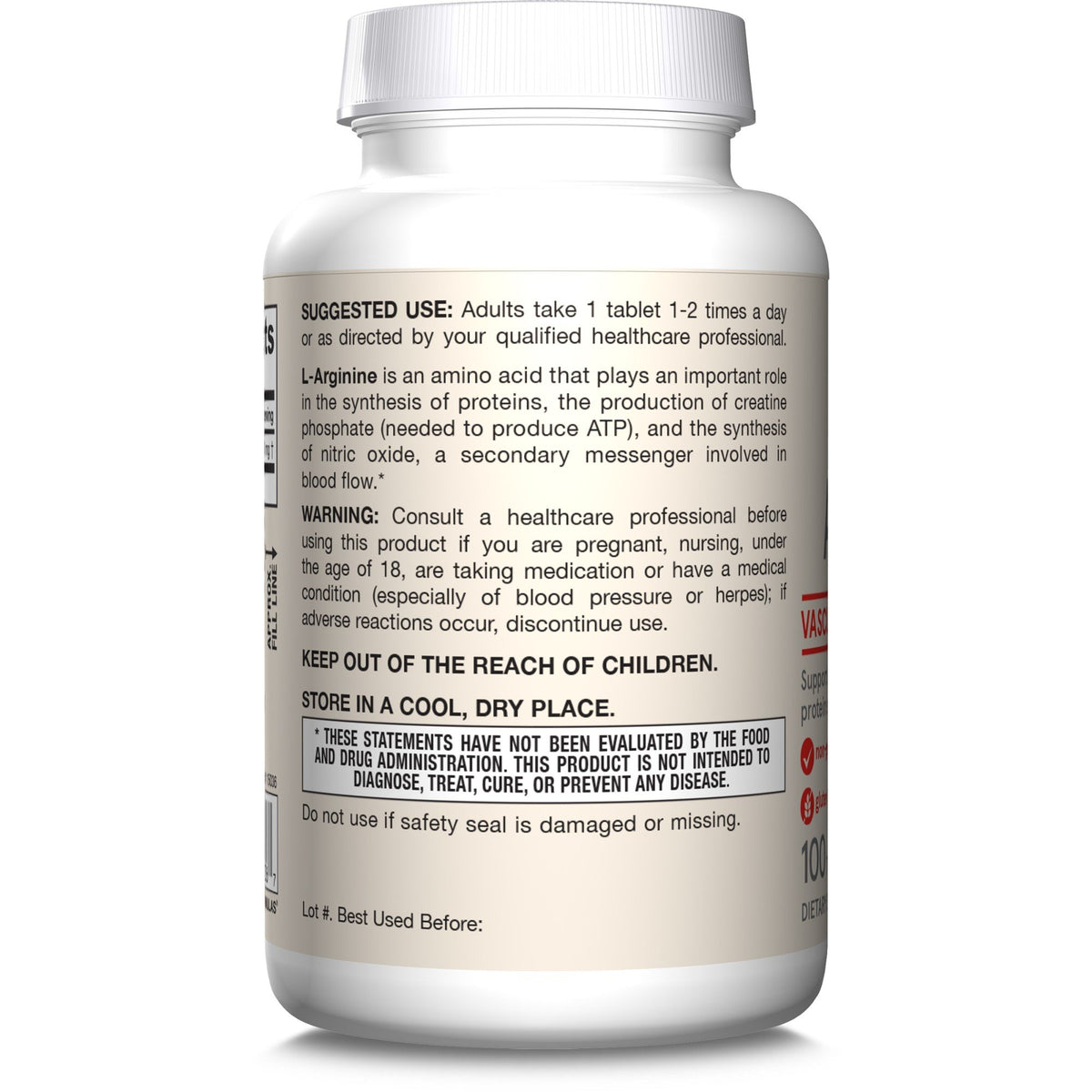 Jarrow Formulas L-Arginine 1000 mg 100 Tablet