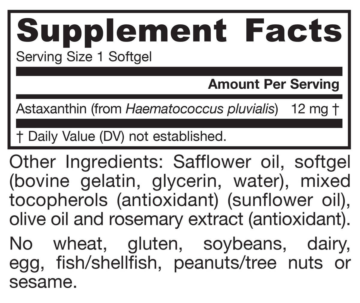 Jarrow Formulas Astaxanthin 12mg 30 Softgel