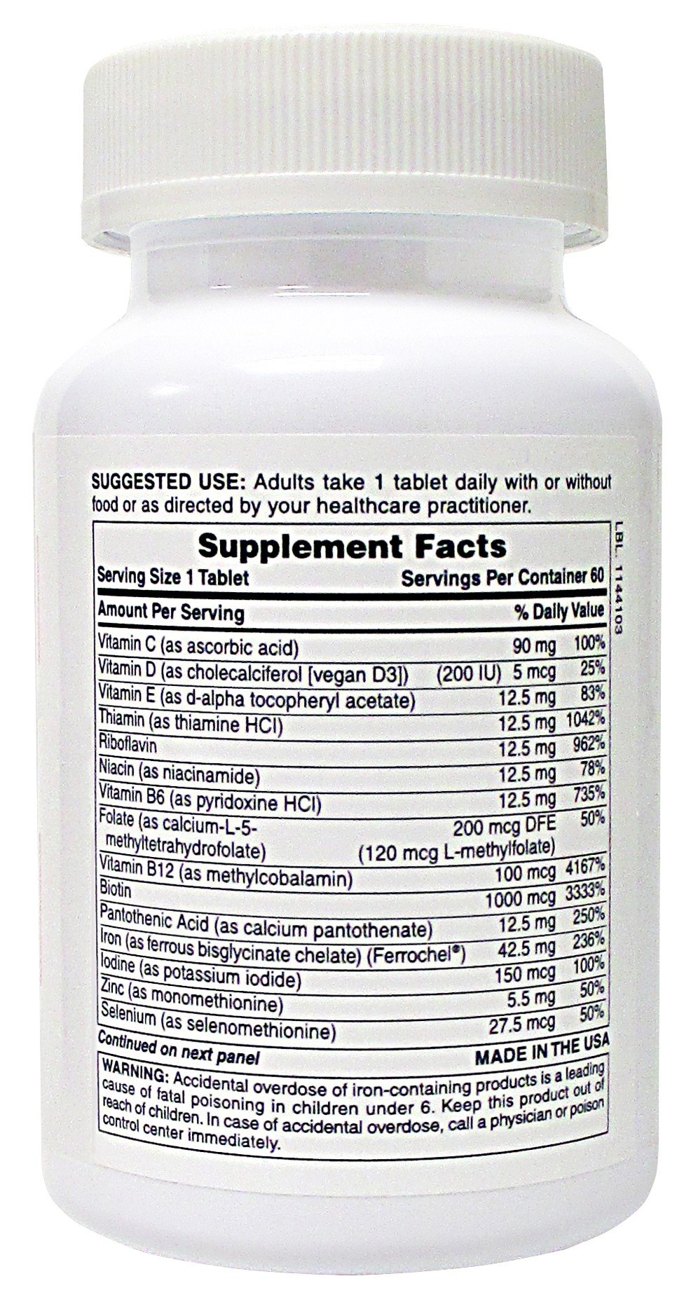 American Supplements Iron Health 42.5 Mg Non-Constipating Iron with 16 Iron-Supporting Vitamins and Nutrients including Vitamin C 60 Tablets