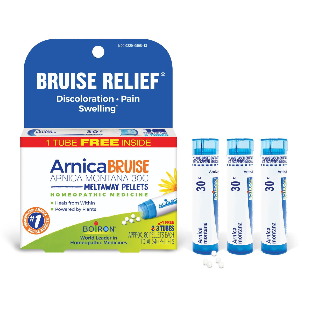 Boiron Arnica Bruise 3 MDT Homeopathic Medicine For Bruise Relief 3 Tubes Pellet