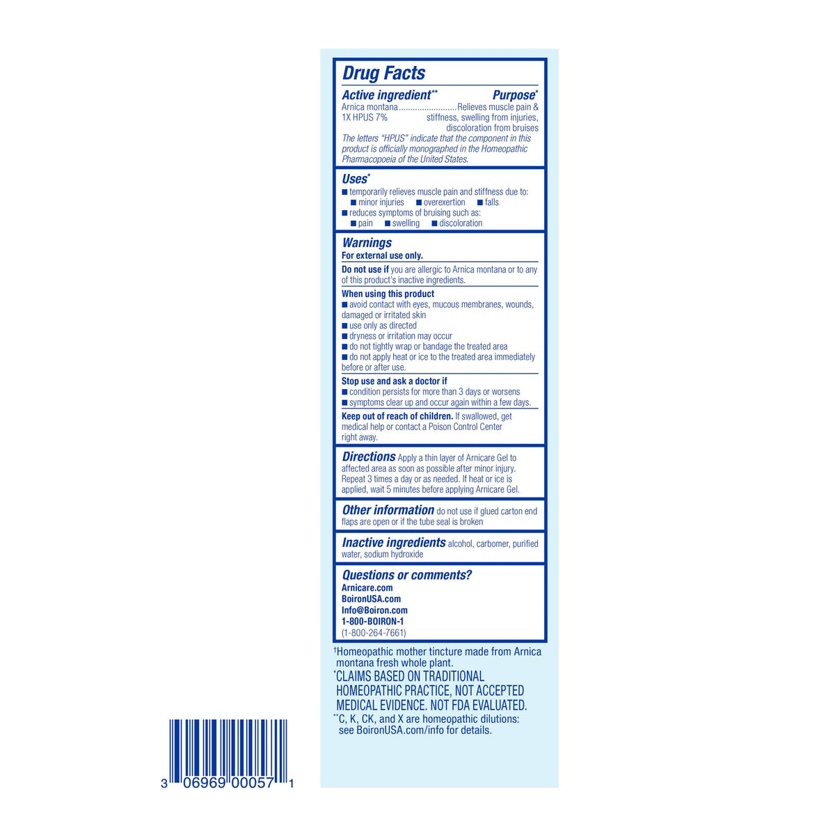 Boiron Arnicare Gel Homeopathic Medicine For Pain Relief 4.2 oz Box