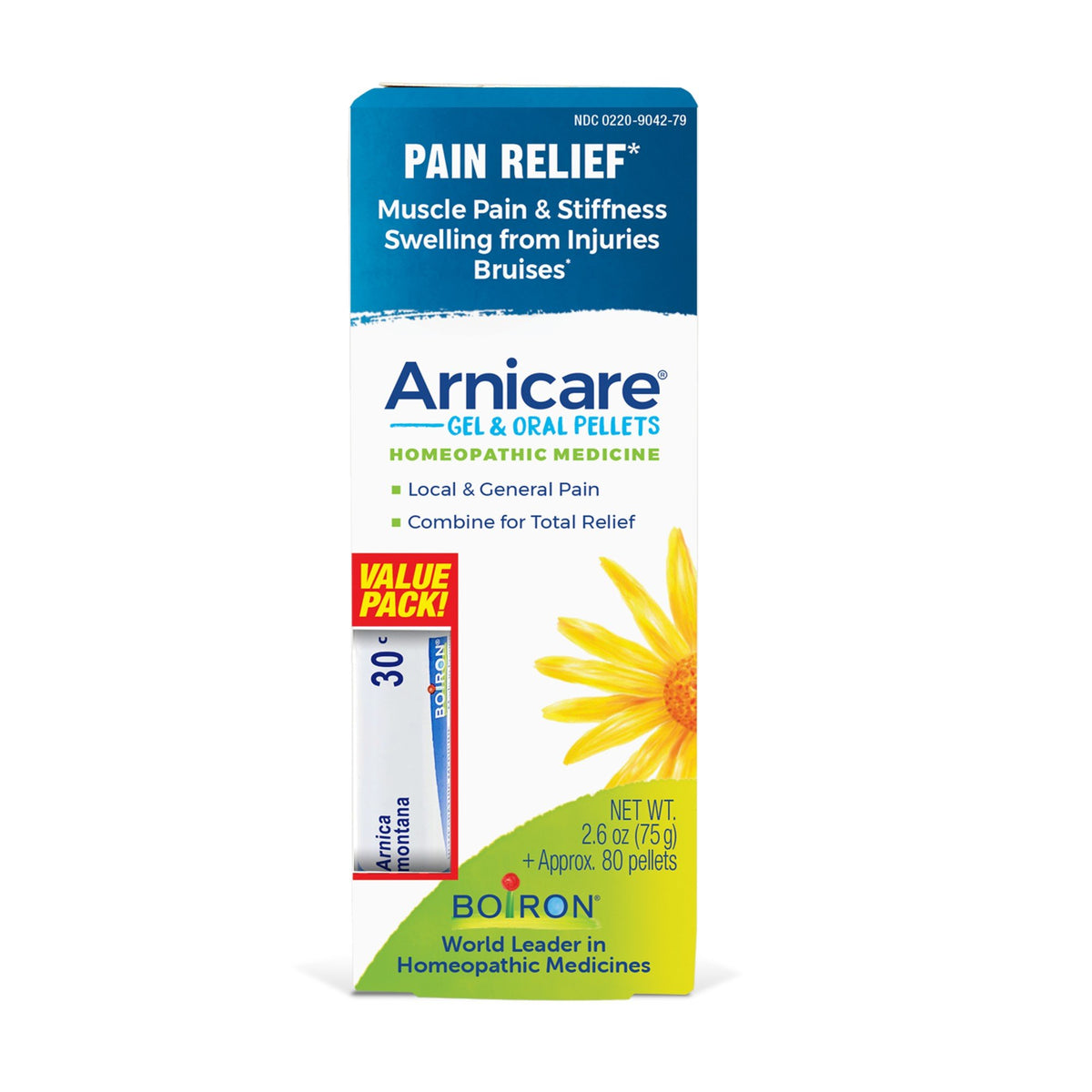 Boiron Arnicare Gel/MDT Value Pack Homeopathic Medicine For Pain Relief 2.6 oz + 80 Gel+Pellet