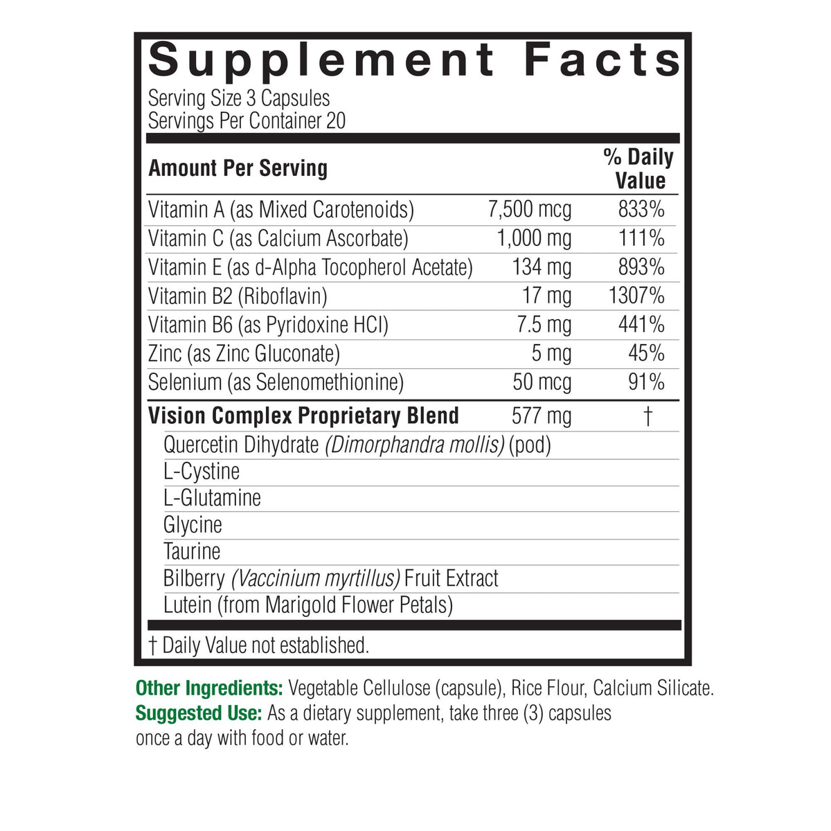 Nature's Answer Bilberry Vision Complex 60 VegCap